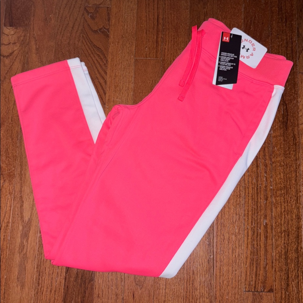 Under Armour Girls Bright Pink Straight Leg Sweatpants Size YXL NWT